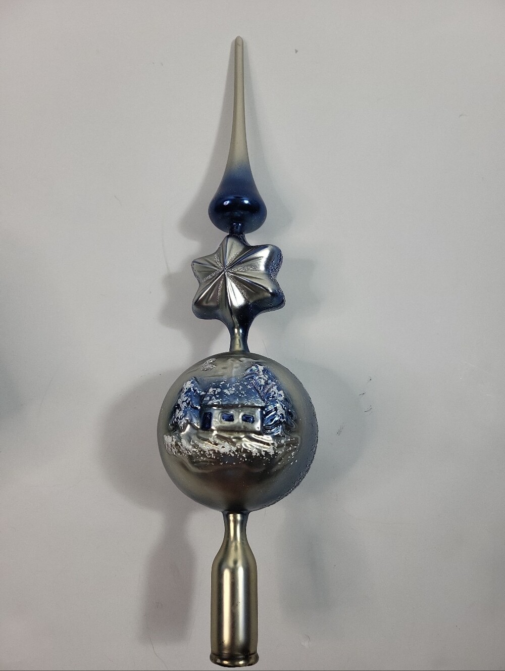 Vintage Glas Lauscha Blown Glass Christmas Tree Topper 13"